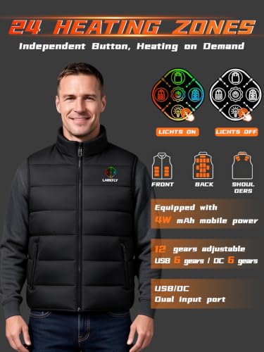 larkfly 24 Zones Heated Vest for Men Women (with Battery) 5‑in‑1 Smart Ctrl | Heated Vest with 7.4V 40000mAh Batt Pack, Mens Heated Vest Lightweight Winter Warm Vest Commute & Daily Winter Wear(XL) - image 3