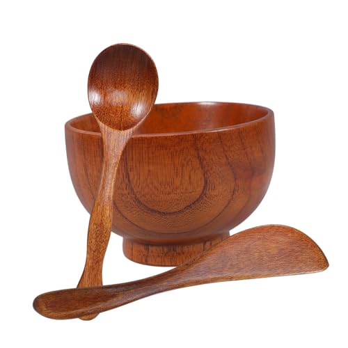 Healvian Madera para Faciales Cuenco para Espátula y Cuchara para Cuidado Facial Natural Herramientas Artesanales para Uso Doméstico y Salones de