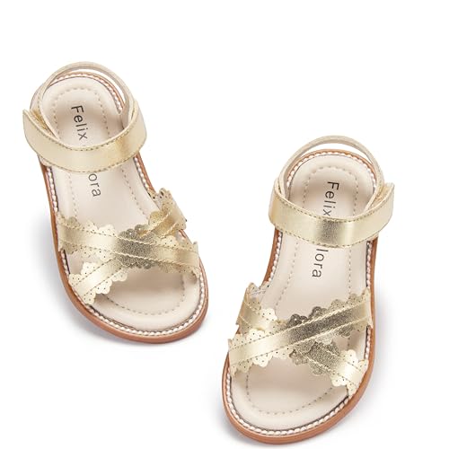 Image of Felix & Flora Toddler Girl Sandals - Little Girl Easter Dress Shoes Lightweight Open Toe Beach Holiday Flats