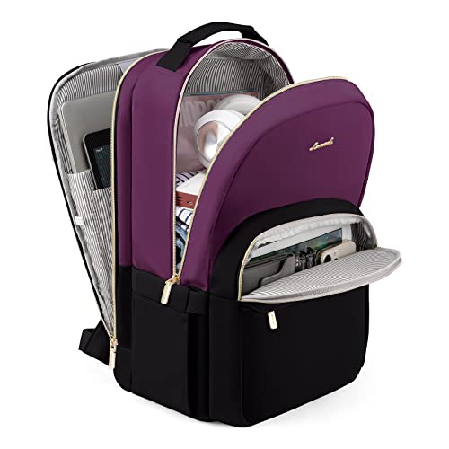 Lovevook Laptop Backpack For Women, Travel Backpack Light Weight, Large Capacity Computer Backpack Purse For Work, Casual Daypack With Usb Charging Hole(Black-Purple-1,15.6 Inch) #TOP7