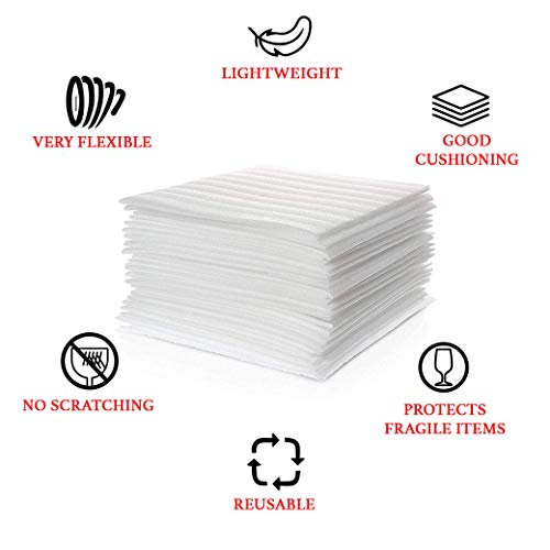 70 Pack of Mighty Gadget (R) Large 16" x 12" Foam Wrap Sheets Cushioning for Moving Storage Packing and Shipping Supplies, 70-Pack (White)