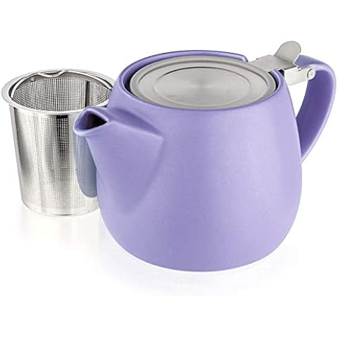 Tealyra - Pluto Porcelain Small Teapot Violet - 540ml (1-2 Cups) - Stainless Steel Lid and Extra-Fine Infuser to Brew Loose Leaf Tea Cover