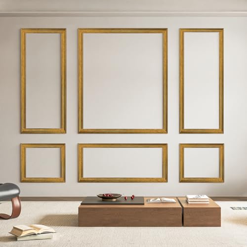 Image of Art3d Pre-Cut Wall Molding Set of 6 pcs, 3 Top 3 Bottom, Antique Gold