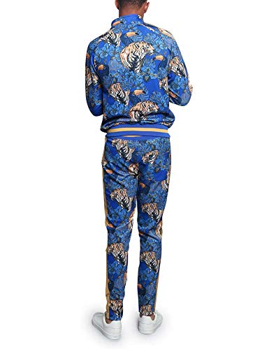G-Style Usa Men's Royal Floral Tiger Track Suit St559 - Royal Blue - 5X-Large #TOP2