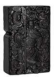 Natürliches Ebenholz Schwarz Holz geschnitzt Außengehäuse für Zippo-Feuerzeugeinsatz (Guan Gong Yu Krieger Drache)