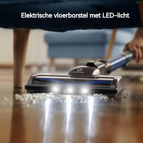 Greenote Accustofzuiger, tot 30 minuten looptijd, steelstofzuiger met LED, accustofzuiger met spleetmondstuk en zachte borstel, zelfstaande functie, voor harde vloeren en dierenharen - Afbeelding 6
