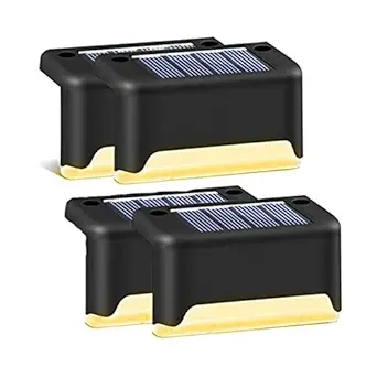 TAKSH Enterprise Plastic Solar Step Light Outdoor Led Solar Powered Deck Lights Waterproof Lighting for Steps Stairs Paths Garden Fences Pathway, Outdoor Solar Deck Lights (Warm Light)