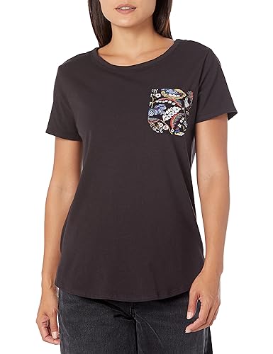 Vera Bradley Women's Cotton Short Sleeve Crewneck Pajama T-Shirt (Extended Size Range), French Hens Black