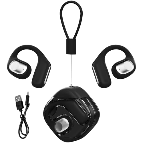 OneNine Open Ear Headphones Wireless Bluetooth 5.4, Open Ear Earbuds IPX5 Waterproof Noise Cancelling Running Sport Wireless Bluetooth Earbuds with Mic and Earhooks for Android/iOS Black