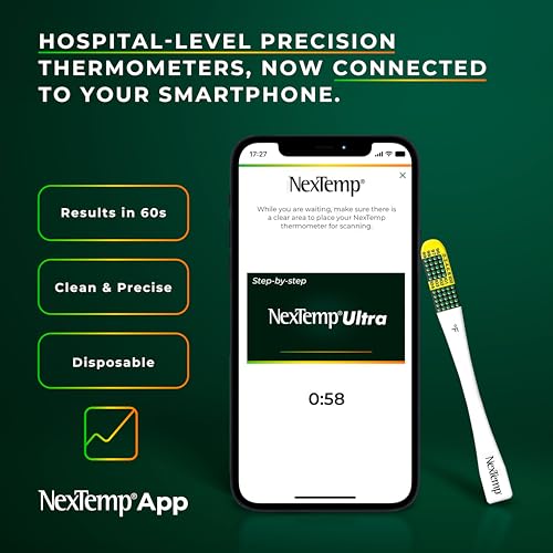 NexTemp Ultra 100 Pack - Celsius - Single-Use Thermometer, Individually Wrapped - Superior Accuracy and The Ultimate in Infection Control - Extended 1-Min Signal Retention
