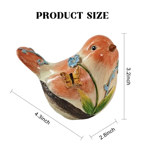 Figura de pájaro naranja de resina pintada a mano 3.2 pulg miniatura 2