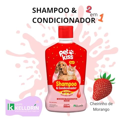 Kit 3 Shampoo Condicionador Pet Morango Kelldrin 500ml
