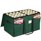 BALEINE Christmas Ornament Storage Box with Dividers, Premium Holiday Ornaments Storage Container Bin for Xmas Decorations (128 Ball, Green, Without Tray)