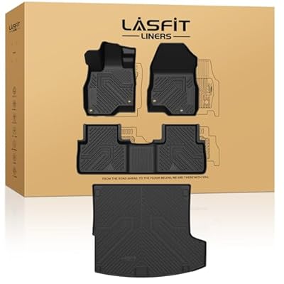 LASFIT Floor Mats & Cargo Mat for Acura RDX 2019-2026 All Weather Floor Liner TPE Custom Fit 1st & 2nd Row Rubber Car Mats and Cargo Liner for Acura RDX Automotive Accessories, Black, Tasteless