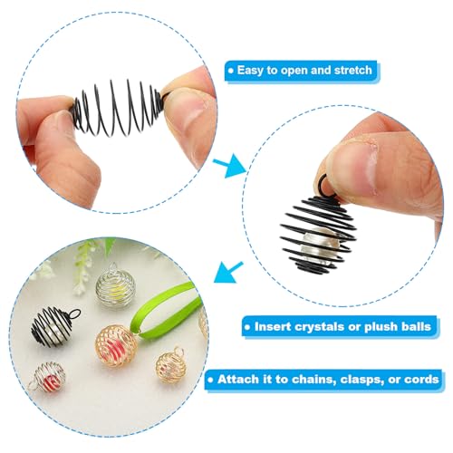 Pendentif cage à perles acier inoxydable extensible et robuste DIY - 5