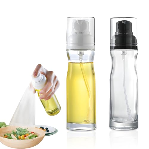 2 Pack Oil Sprayer Dispenser,Glass Cooking Oil Sprayer Dispenser Oil spray bottle Vinegar Sprayer for Kitchen Refillable Gadgets Accessories Widely Used for Air Fryer Baking Grilling