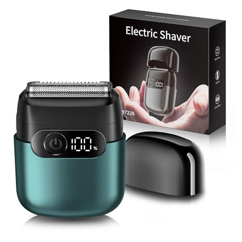 Image of Electric Razor for Men, Foil Shaver and Beard Trimmer | For Dry And Wet,Battery LED Display USB-C Fast Charge, IPX7 Waterproof Portable Travel Shaver (Green)