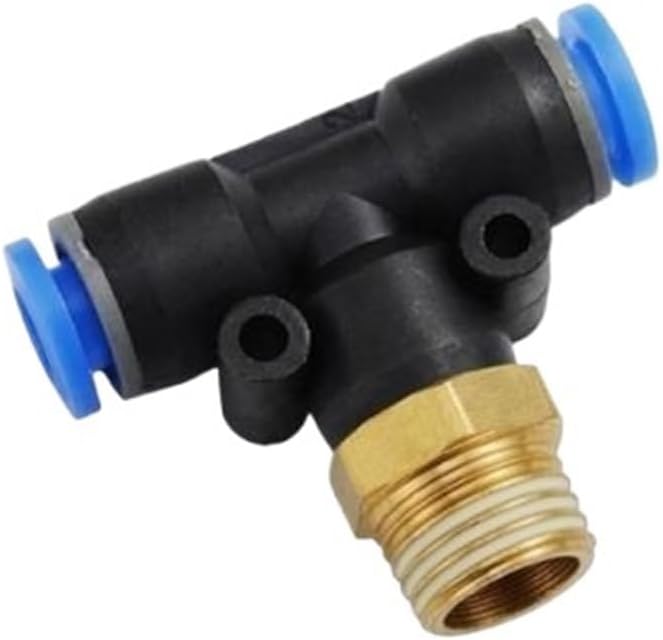 30/50pcs PB Tee T type Pneumatic Fitting Quick Connector 6-12mm Hose Tube to 1/8 1/4 3/8 1/2 Thread Air Compressor Joint Coupler(PB6-04,50pcs)