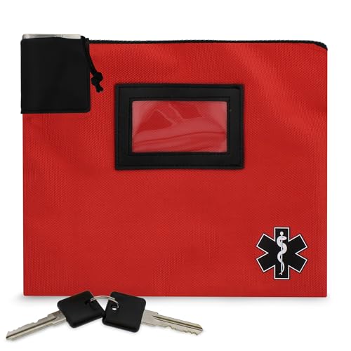 Image of MonMed Locking Storage Box Medicine Box Pill Organizer Travel Medicine Bag with Lock and Key Lock Bag Pouch in Red