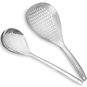 Large Spider Strainer Spoons, 304 Stainless Steel Skimmer Spoon Fryer Scoop with Handle for Kitchen Cooking Skimmer Draining Frying