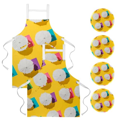 Tablier de cuisine pour restaurant et bar avec 4 broches d'été