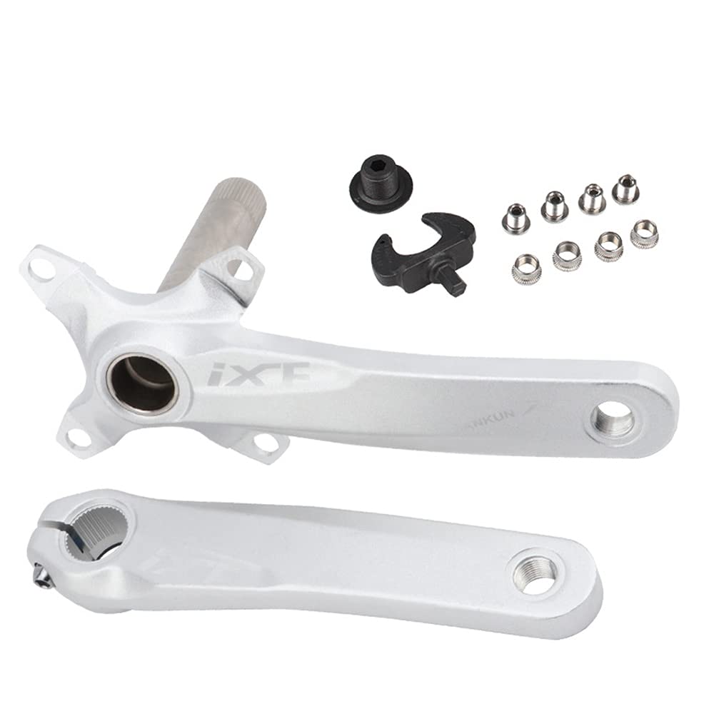 104 BCD Mountain Bike Guarnitura singola velocità, 170 mm MTB Square conico guarnitura di ricambio per pedivella della bicicletta Set (argento)