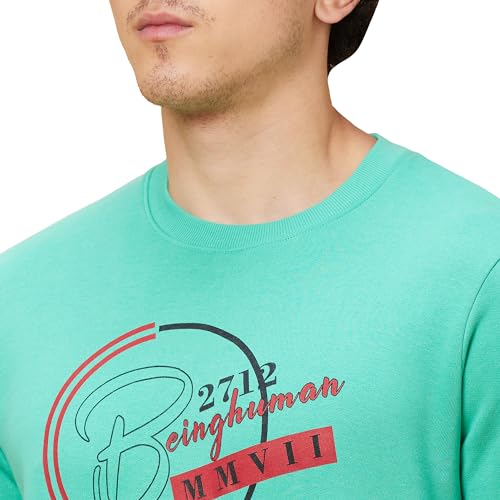 Image of Being Human White Regular Fit Round Neck Long Sleeves Men's Sweatshirt Clothing