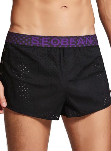 MIZOK Mens Mesh Large Split Side Boxer Shorts Side Button Lounge Shorts Breathable Underwears2