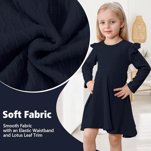 Toddler Girls Sweater Dresses Baby Long Sleeve Ruffle Knitted Winter Dresses for Girl Casual Solid Kids Fall4