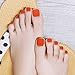Outyua Orange Square Fake Toenails Solid Matte Press on Toe Nails Short Acrylic False Toes Nails Artificial Beach Full Cover Toenail for Women 24 Pcs (Orange)