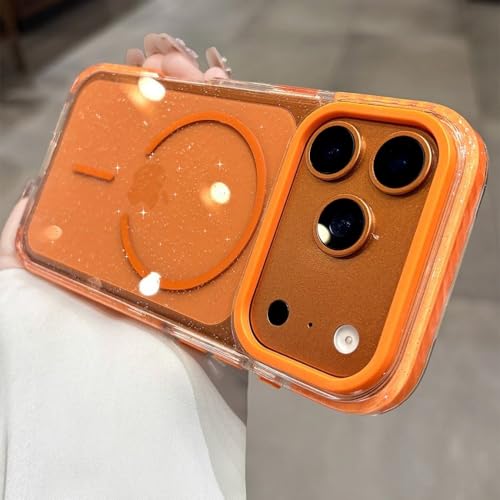 �����O���b�^�[�}�O�l�b�g���N���A�P�[�X iPhone 16 17 Pro Max 15 14 Plus 13 12 ���C�����X�[�d �ϏՌ��J�o�[ �I�����W iPhone 15 Plus�p