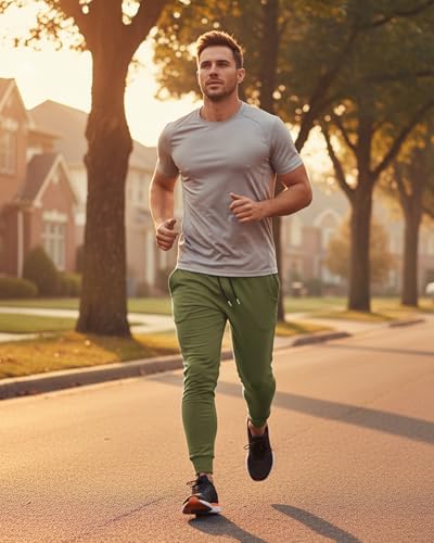 BUXKR Men's Slim Joggers Workout Pants for Gym Running and Bodybuilding Athletic Bottom Sweatpants with Deep Pockets