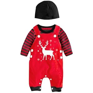 SFreeBo Baby Jungen Kleidung Winter Babykleidung Outfit Set Langarm Baumwolle Gestreiftes Top+Latzhose+Mütze Neugeborenes Babykleidung Jungen 3-18 Monate