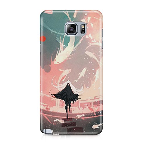 Manga - Carcasa protectora para Samsung Note 5 (plástico, resistente a los golpes, 360º), diseño de chica japonesa