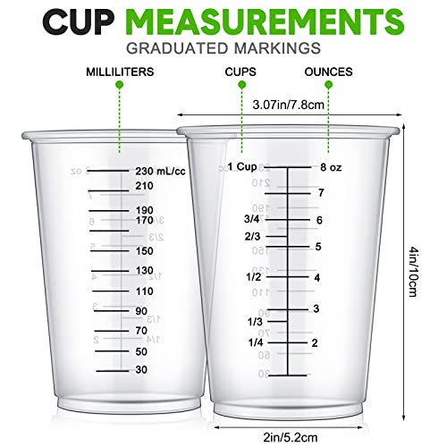 200 Count Disposable Measuring Cups For Resin 8 Oz Clear Plastic Epoxy Cups Reusable Multipurpose Stain Paint Liquid Mixing Cups For Cooking And Baking Supplies #TOP1