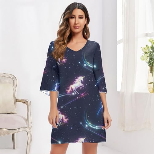 Robe d'été décontractée avec col en V flatteur et manches 3/4 légères - 6