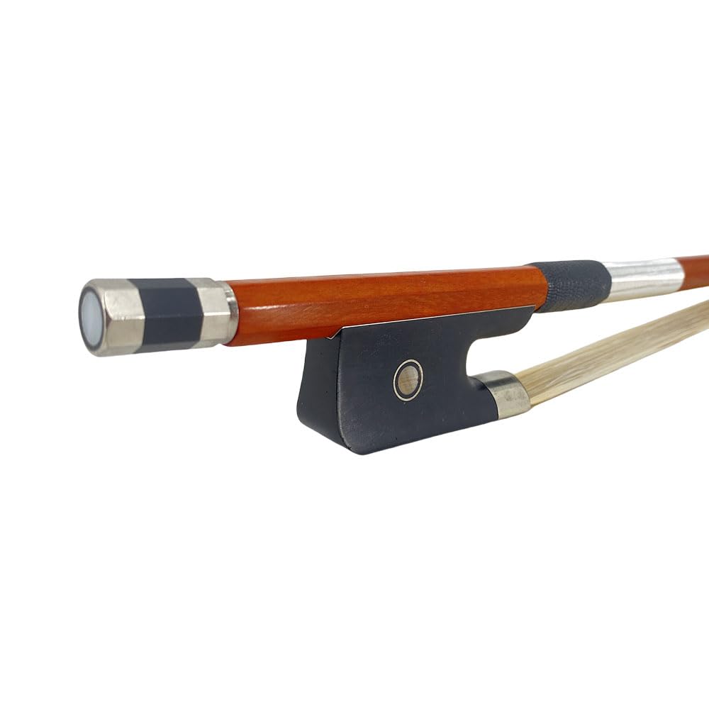 Archetto per contrabbasso 3/4 stile francese in legno di Brasile con rana in ebano naturale Mongolia Bow Hair ben bilanciato