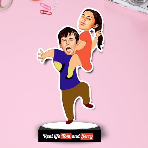 Image of ZOCI VOCI Real Life inchTom and Jerry inch Personalized Sibling Caricature: Funny Rakhi Gift for Brother & Sister