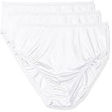 Shadowline Women's Plus Size Panties-Hi Cut Nylon Brief (3 Pack), White, 8