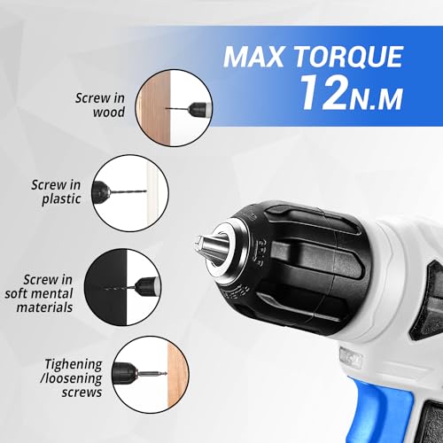 Image of DEKOPRO Drill Set: Tool Set with 8V Blue Cordless Drill, Home Tool Kit with Drill, Hand Tool Kits for Women 126 Piece