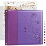 Artmag Album per album fai da te, 30,5 x 30,5 cm, con 40 fogli, 80 pagine, 3 raccoglitori ad anelli, copertina rigida, in pelle, per matrimoni, famiglia, bambini, viaggi, avventura (viola)