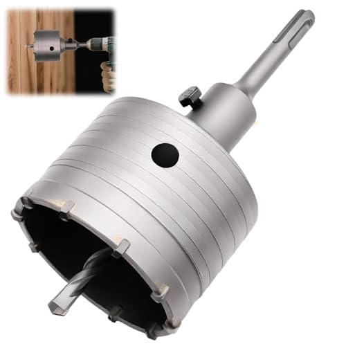 Corona Hormigon, Sierra Corona Perforadora de Hormigón 80 mm, Brocas Hormigon, Brocas para Taladro, Adaptador SDS Plus, Broca Piloto de 110 mm para Ladrillo, Barro y Espuma (80mm)