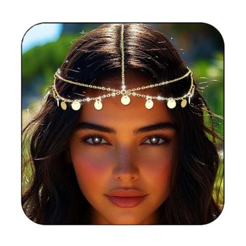 Fashband Corrente de cabeça com lantejoulas e borlas, acessórios para o cabelo para mulher