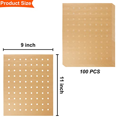 Air Fryer Liners Disposable, Parchment Paper For Baking, 100 Pcs 11 X 9 Inch Unbleached Parchment Paper Sheets, Perforated Rectangular Baking Papers, Hofhtd Nonstick Air Fryer Accessories #TOP4
