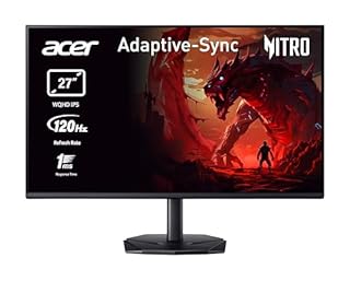 acer Nitro KG272UGbmiipfx Monitor Gaming 27", Display WQHD IPS 120 Hz, 1ms(VRB), AdaptiveSync, Luminosità 250 nits, HDMI 2.0, DP 1.2, Speaker Integrati, Cavo HDMI Incluso, Nero