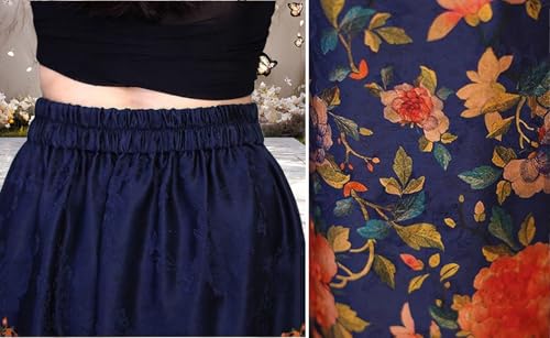 HangErFeng Women Silk Fragrant Cloud Yarn Print Jacquard Skirt 1294