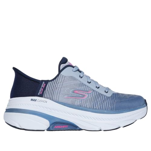 Skechers Women's Max Cushioning Arch Fit 2.0 Adelphi Hands Free Slip-Ins Sneaker, Navy/Pink, 7