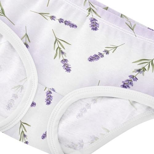 Toddler Underwear Floral 2t Cotton Panties Little Girl Aesthetic Kids Briefs Undies Lavender Flowers Leaves Purple4