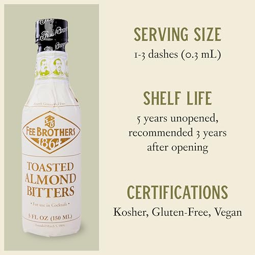 Fee Brothers Toasted Almond Cocktail Bitters - Aromatic Cocktail Mixer & Concentrated Flavoring, Gluten Free, Vegan-Friendly, 5 fl oz - Thumbnail 5