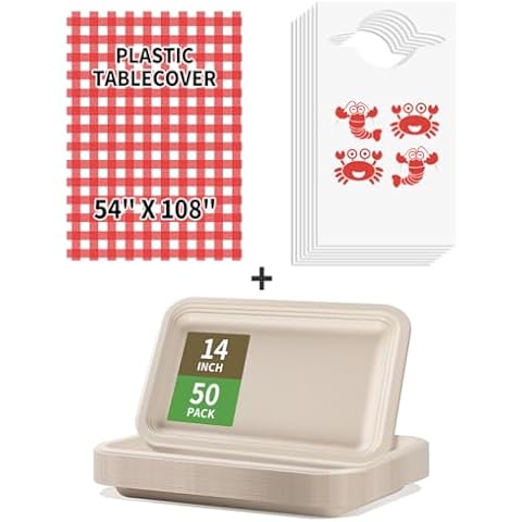 bloomoon Seafood Boil Food Trays Bibs and Tablecovers Set Cover